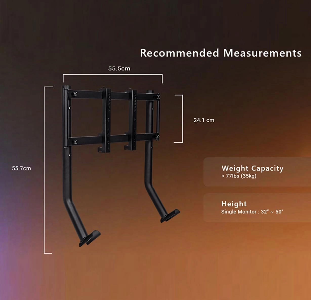 GR300 - 50 in VESA 75 x 75 mm, 100 x 100 mm, 200 x 200 mm, 300 x 200 mm, 400 x 200 mm