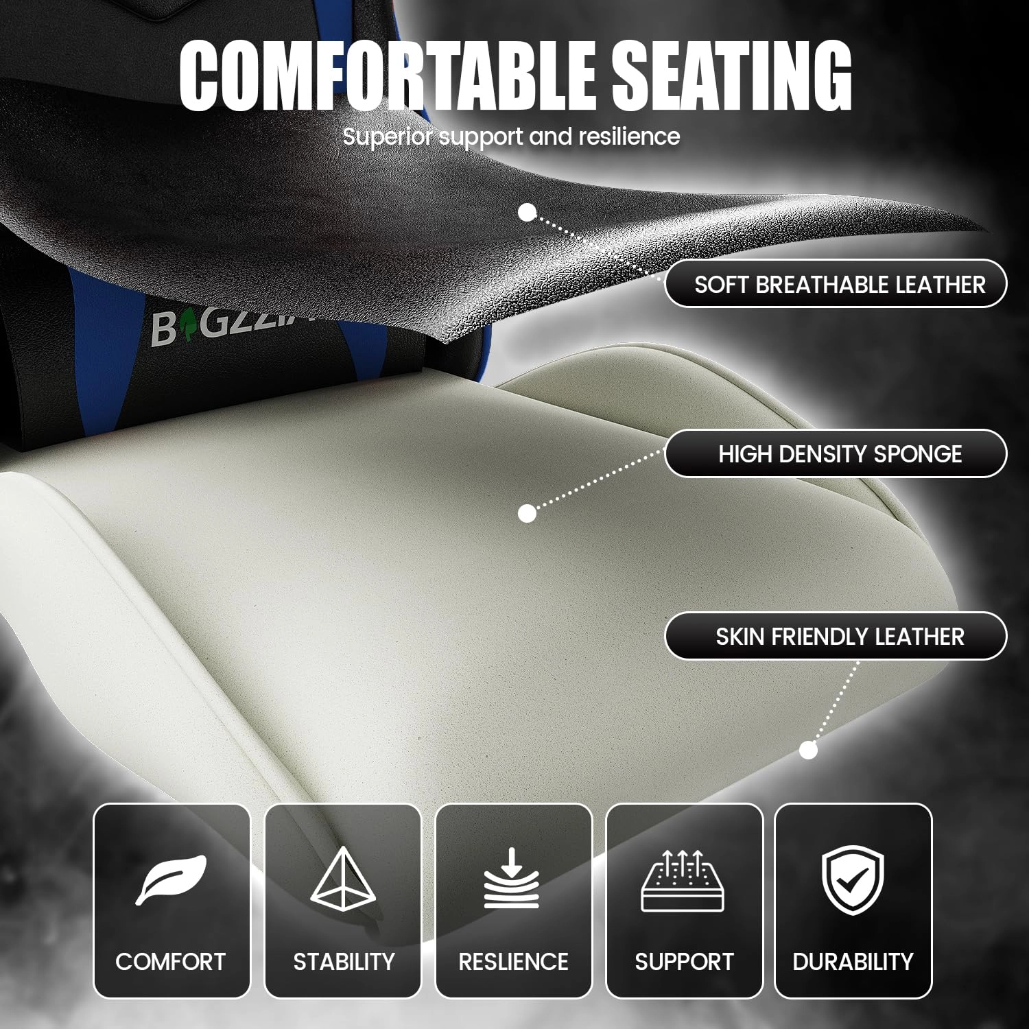 A gaming chair - Adjustable Height Reclining Feature