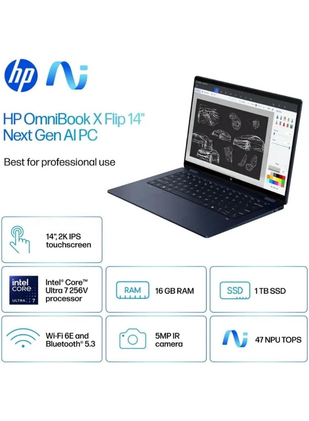 OmniBook X Flip - 14'' 512GB 16GB Core Ultra 7-256V