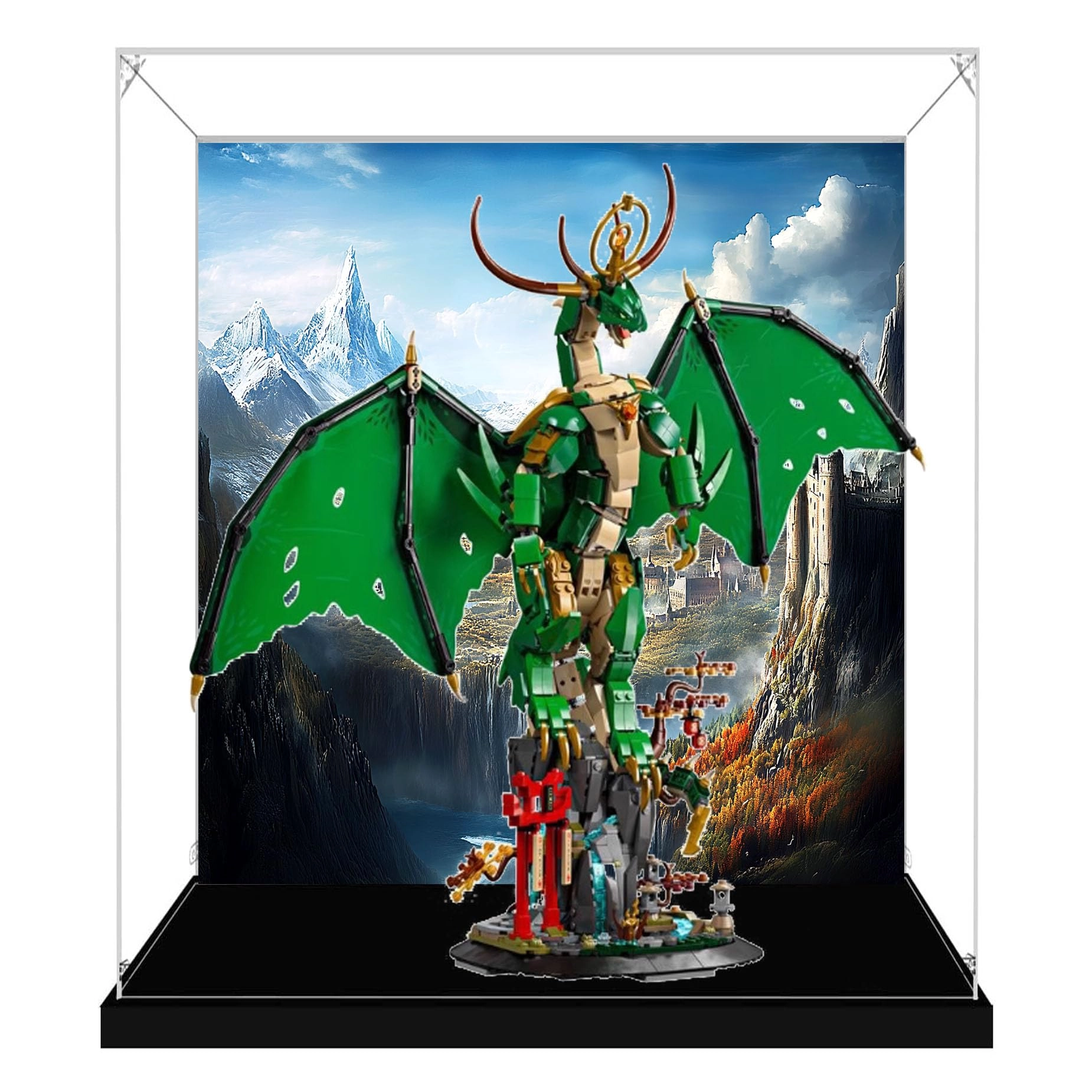 PHOVKFR Acrylic Display Box for LEGO 71847 Guardian Dragon Block Model