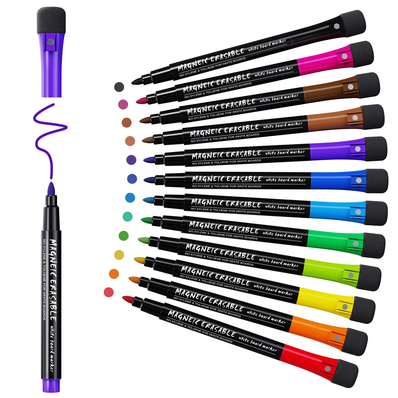 anyuke Whiteboard Pens - 12 Pack 9 Colours Fine
