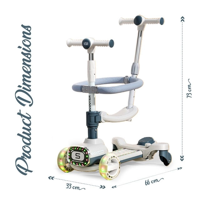 Multifunctional Kids Kick Scooter – 125mm LED Foldable