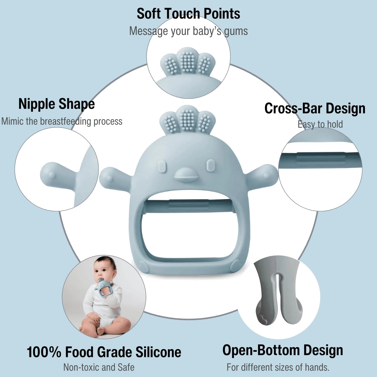 2 in 1 Teether - Beech Wood, Silicone