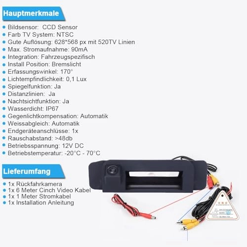 Rear View Camera - Night vision 1280 x 720 pixels