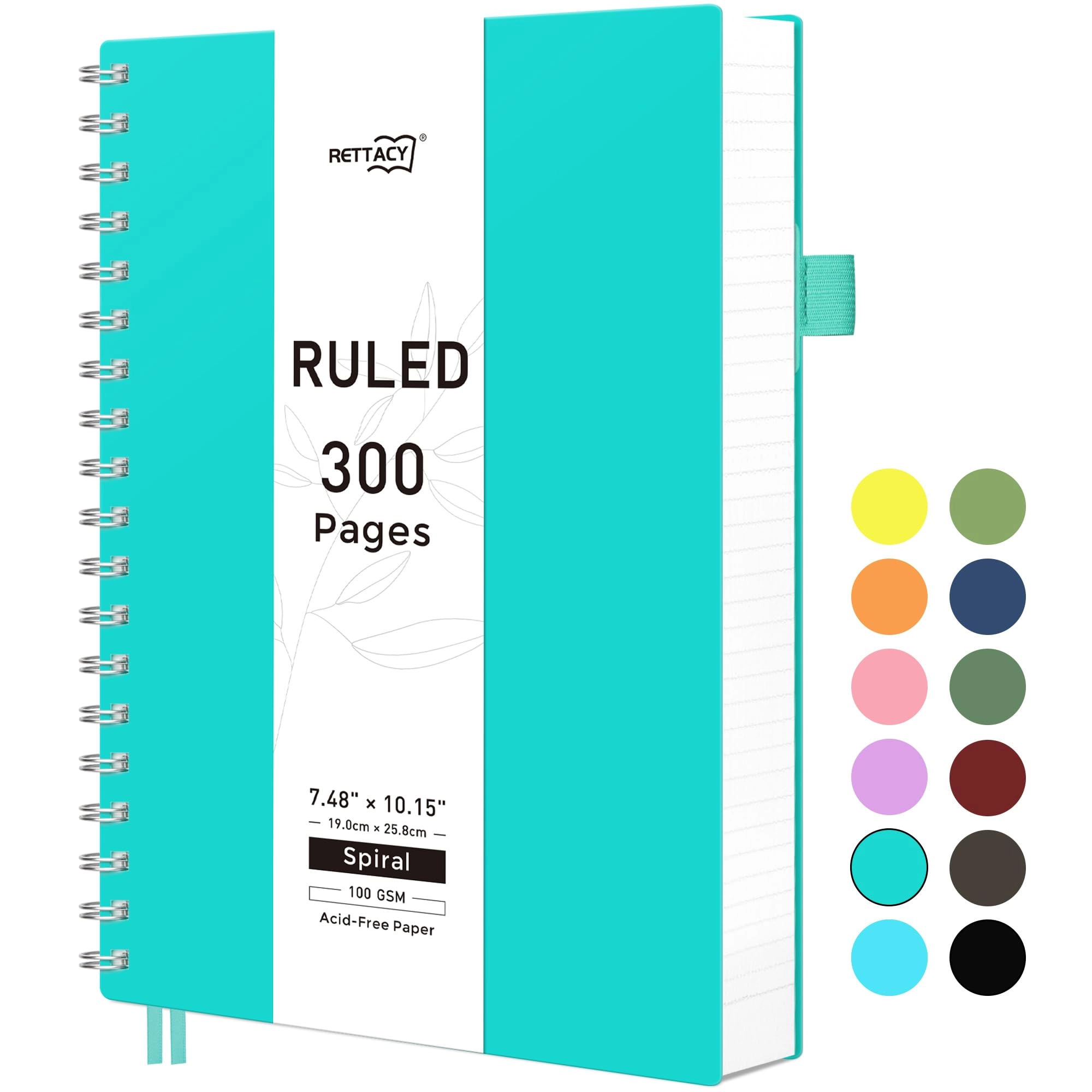 rettacy Wirebound Notebook B5 Spiral - Lined 300 Pages