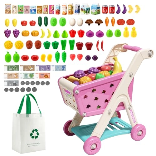 Jovow Kids Shopping Cart Trolley Play Set - 98pcs