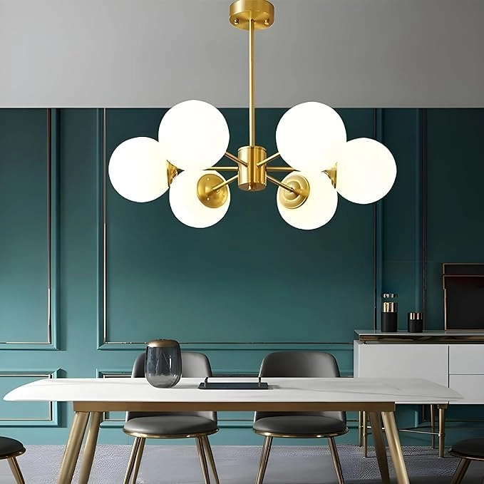 GOLD 41/6 - 6 Light Golden and Frosted Glass