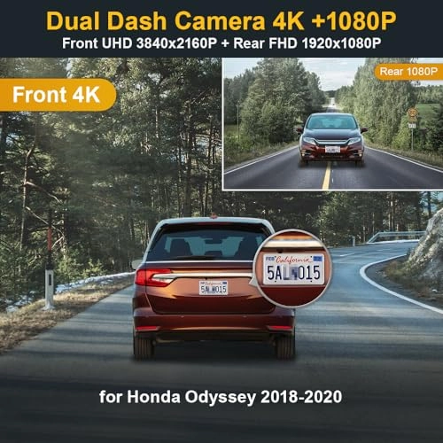 4K Front and 1080P Rear 2160 X 1080 pixels for Honda Odyssey (Gen5)