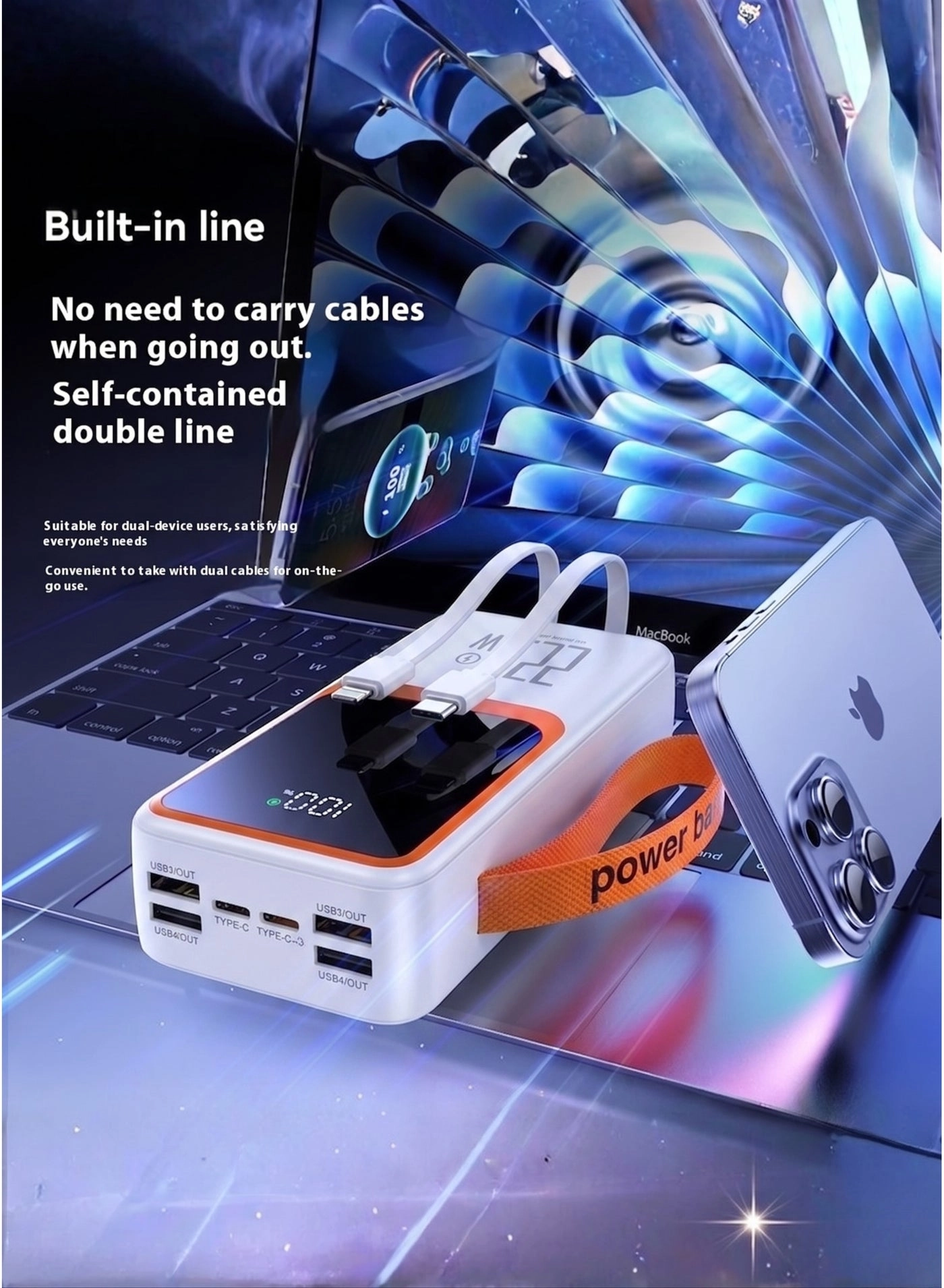 N60 - 50000mAh 22.5W Fast charging 4 USB-A 2 PD