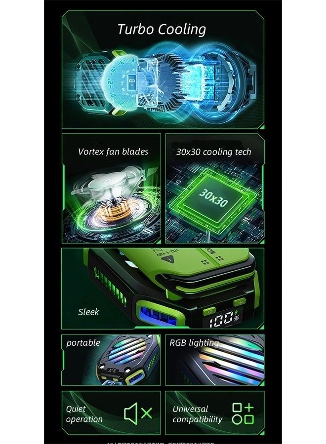 Magnetic Phone Cooler - 7-Level 1800mAh RGB