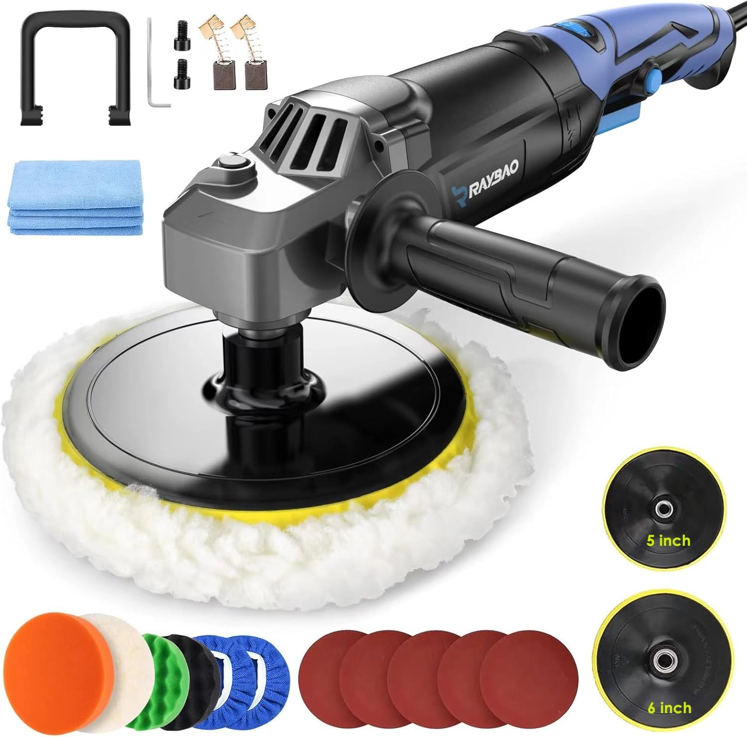 RAYBAO Car Polisher - 1200W 180mm 150mm