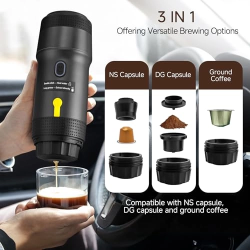 Portable Espresso Maker - 25Bar 7Min Self-Heating NS/DG Compatible