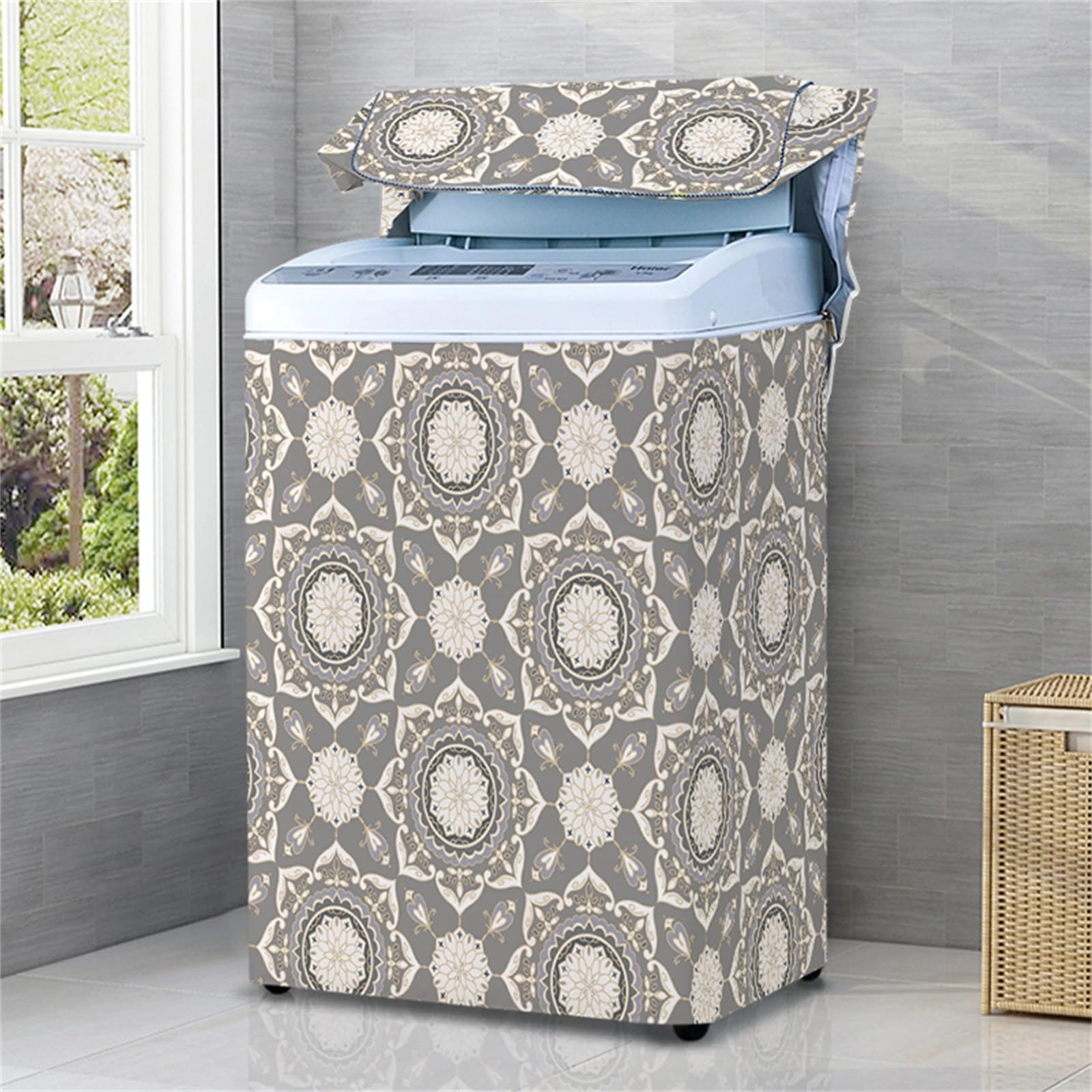 Washing Machine Dryer Cover - L (6.8-8kg) White Lotus