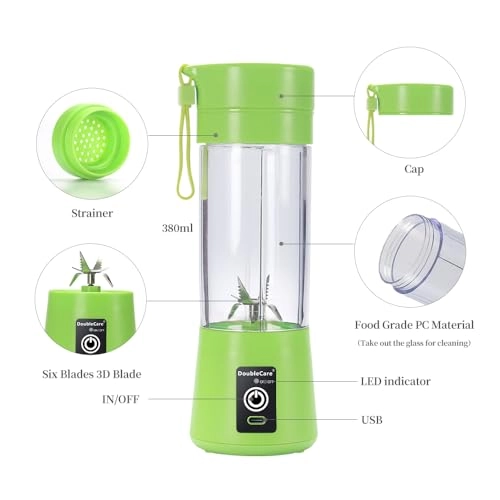 Portable Blender Cup - Electric USB Juicer Mini Six Blades