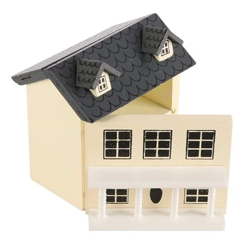 Miniature Wooden House - beige 7 x 6.5 x 6.1 cm