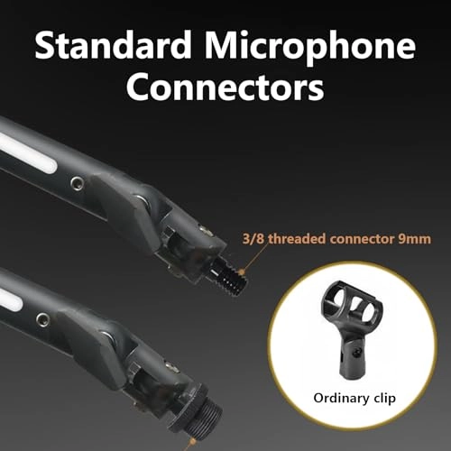 LED Microphone Arm Stand - Adjustable Boom 180Rotatable LED Lighting