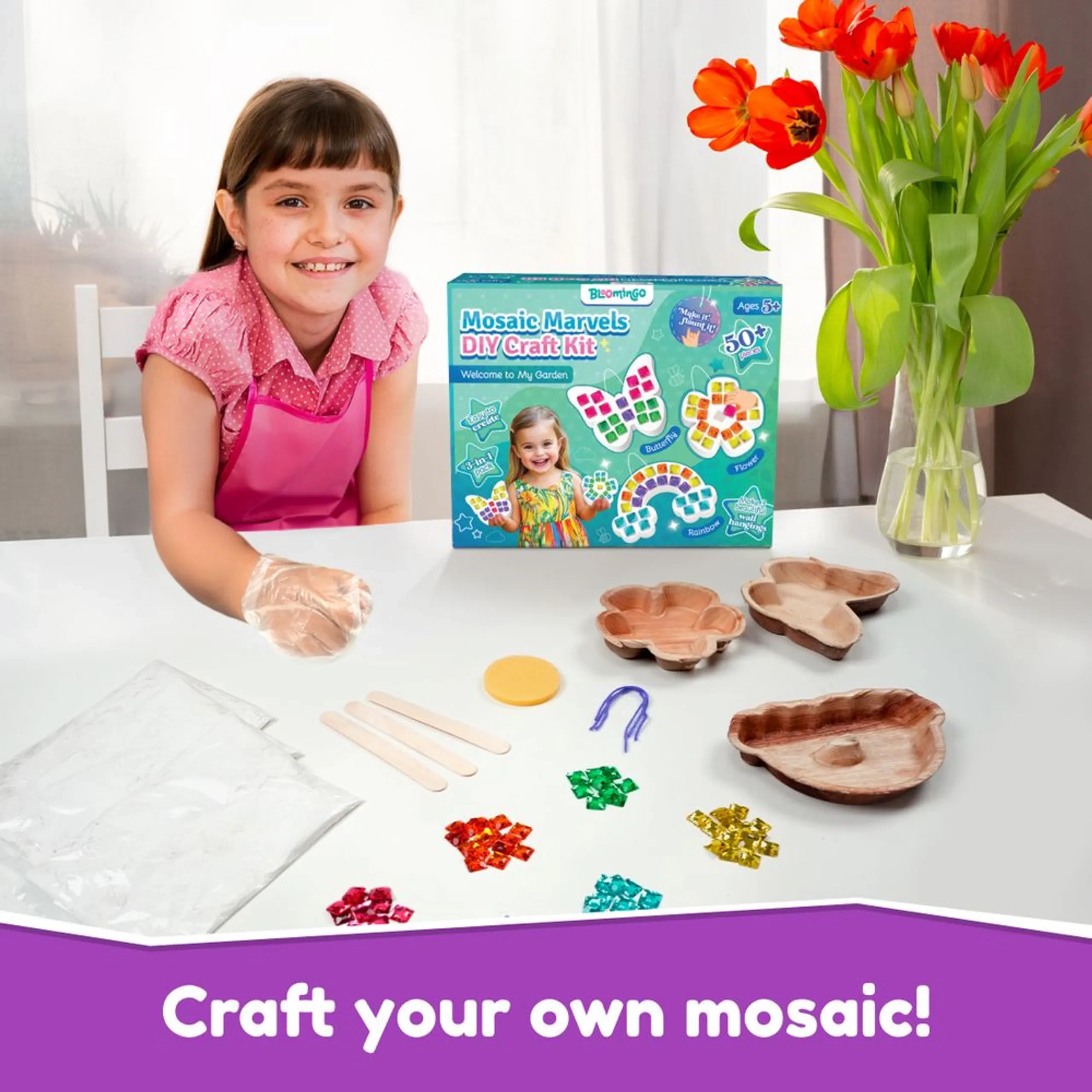 Mosaic Marvels DIY Craft Kit - Multicolor 50 Plus Pcs