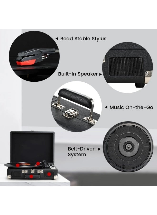 Vinyl Record Player - Portable Suitcase Bluetooth 3-Speed