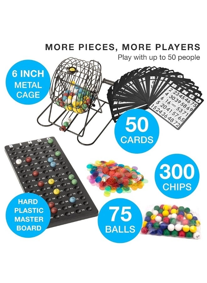 Royal Bingo Supplies Deluxe Bingo Game - 50 Premium Cards 300 Vibrant Chips 75 Calling Balls