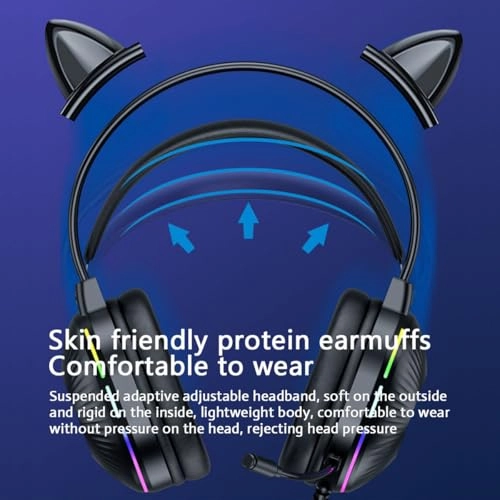 Gaming Headphones with Cat Ears Wired Headphone