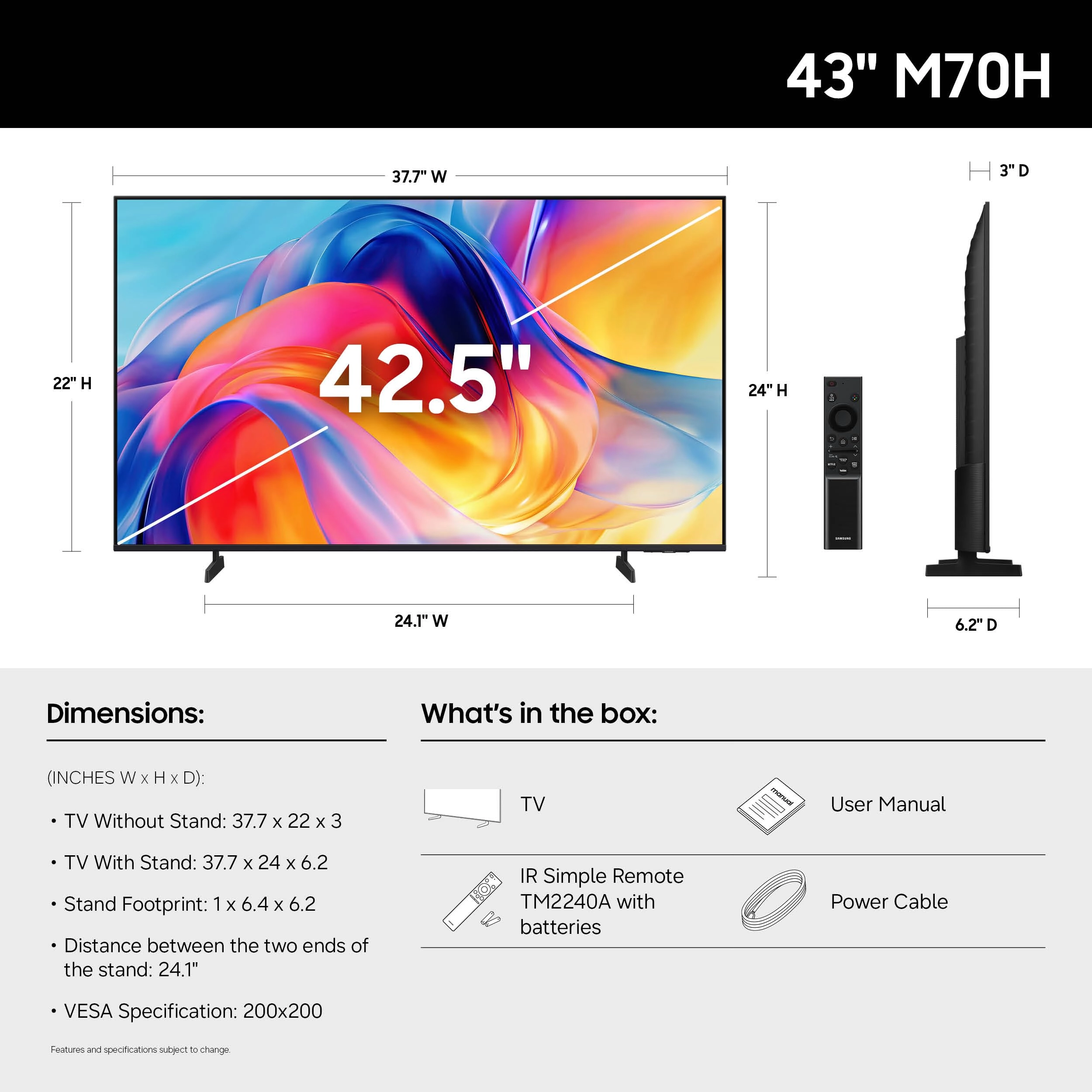UN43M70HAFXZA - 43 Inch