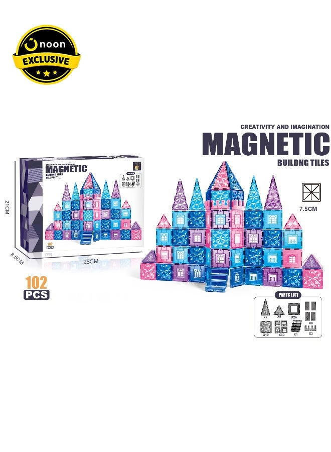 Magni Mates Magnetic Building Tiles Set - Castle-Themed 102-Piece