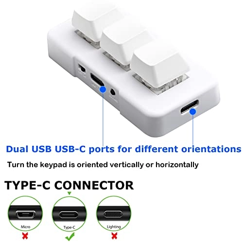 Mini USB Type C Wired 3 Key Mechanical Keypad - Wired/Wireless