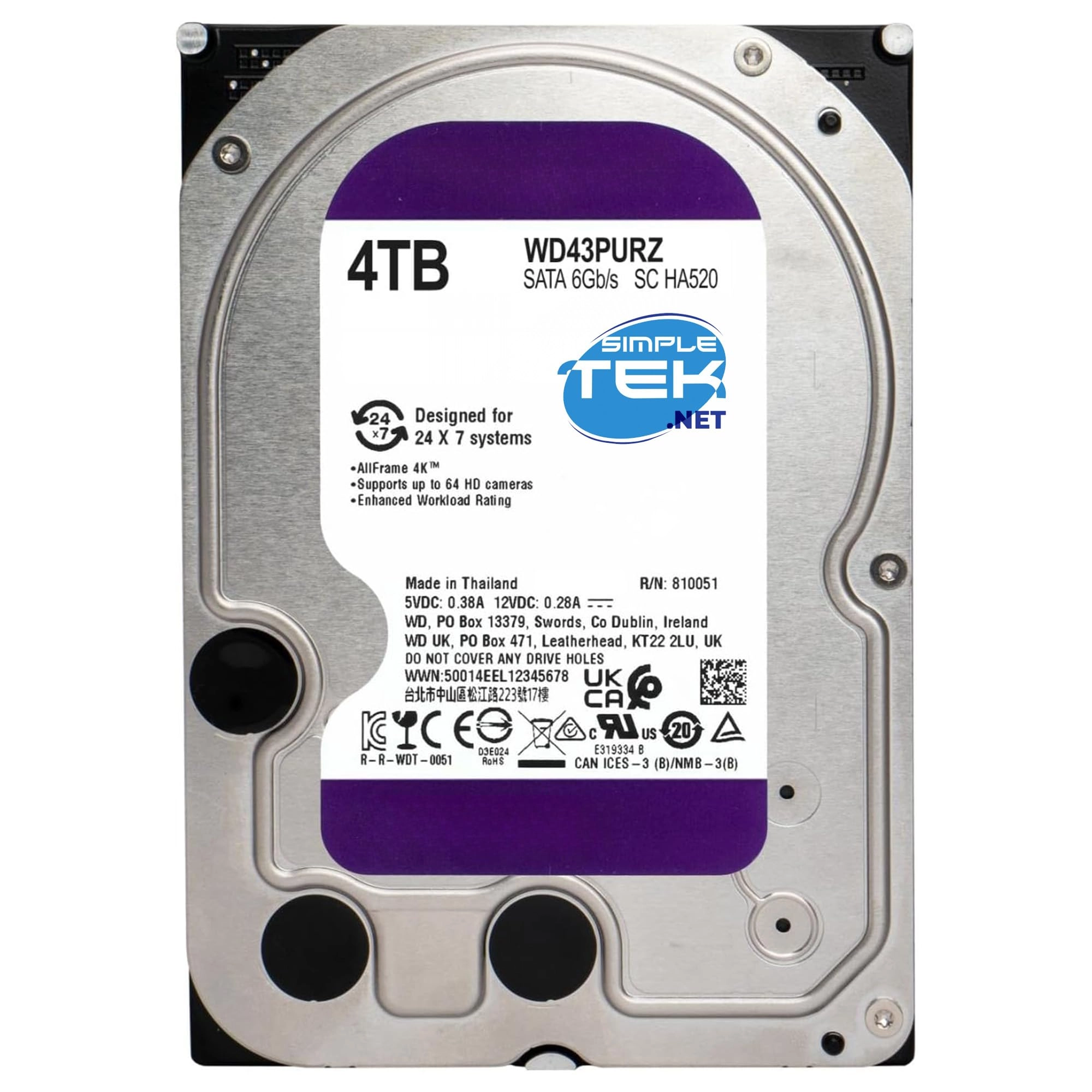 SIMPLETEK 3.5" 5400rpm 128MB SATA 6Gb/s (SIM - ART - 21836) - 4TB