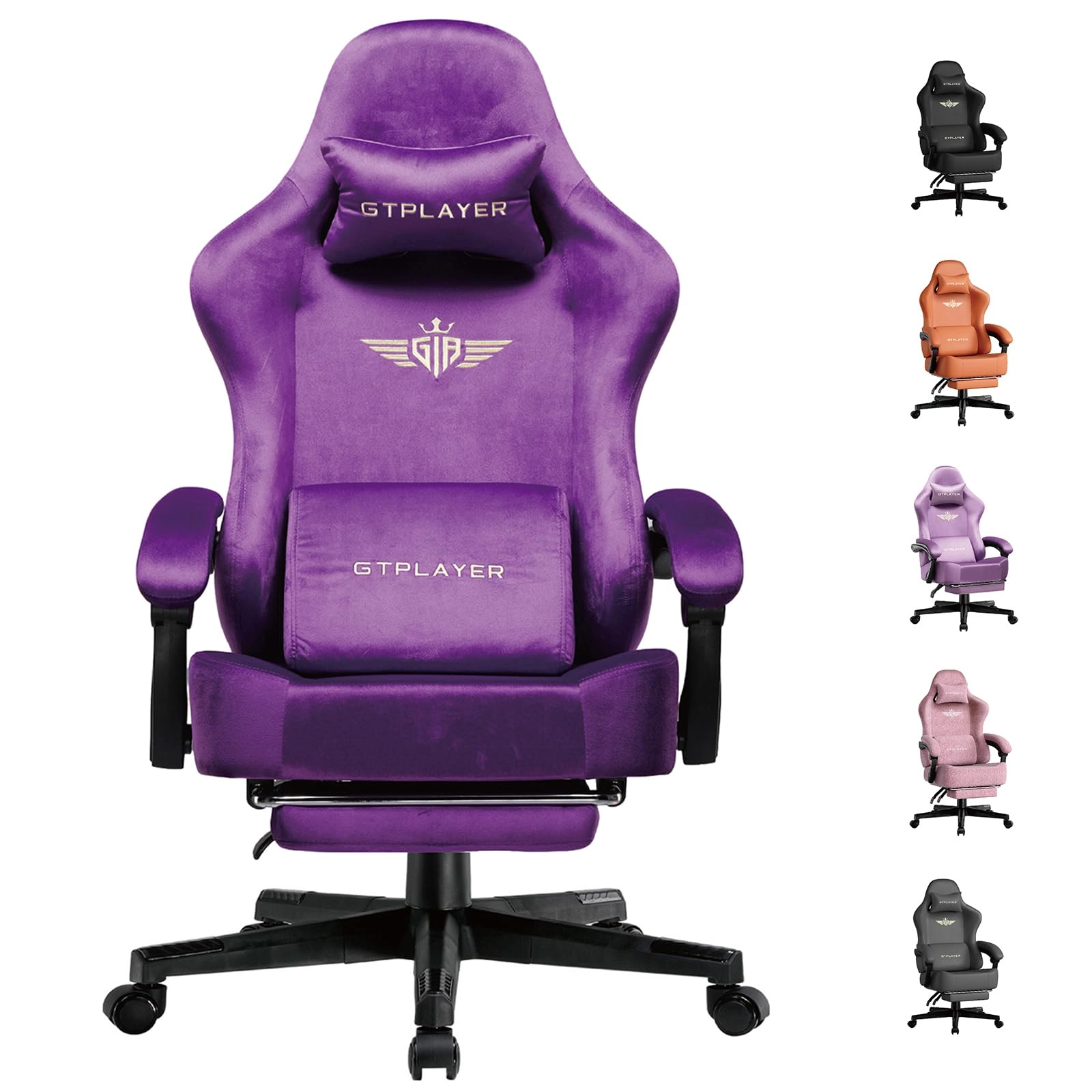 Fabric Gaming Chair - Ergonomic Footrest