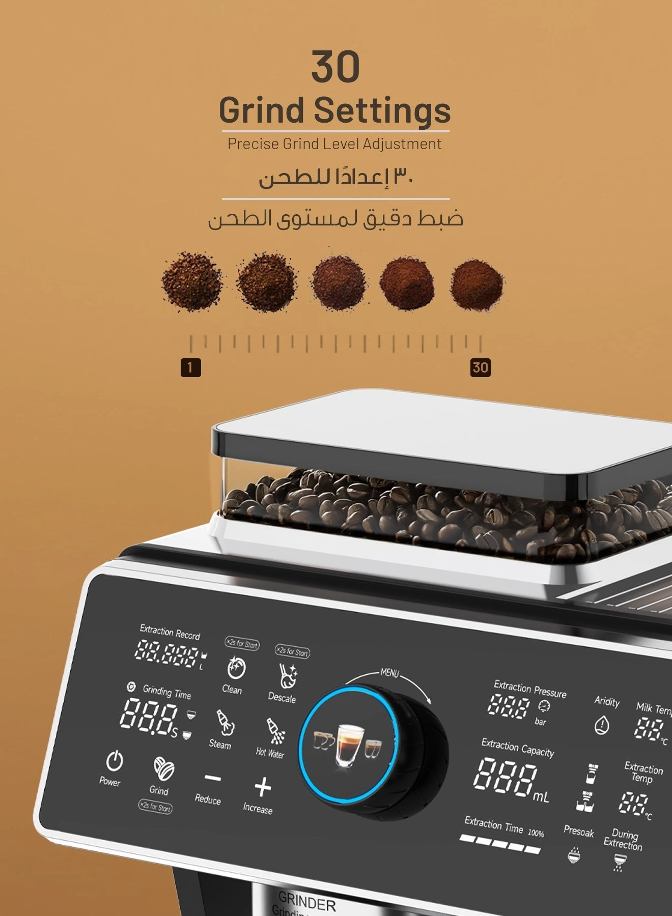 LPCFFVSA0047SL - Dual Boiler Dual Pump Touch Display Conical Burr Grinder Milk Steamer