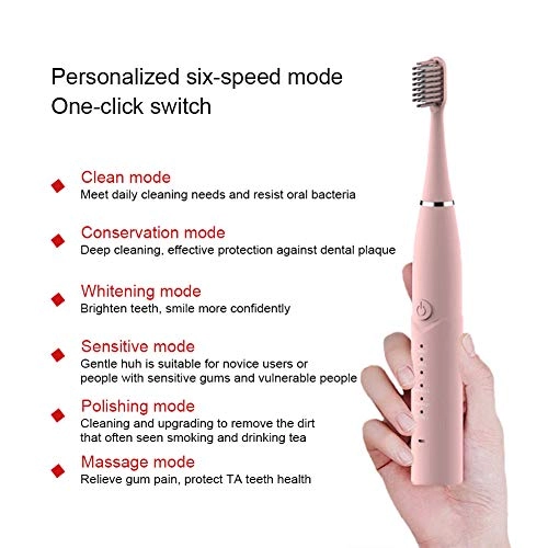 Sonic electric toothbrush - USB rechargeable 6 modes 4 brush heads