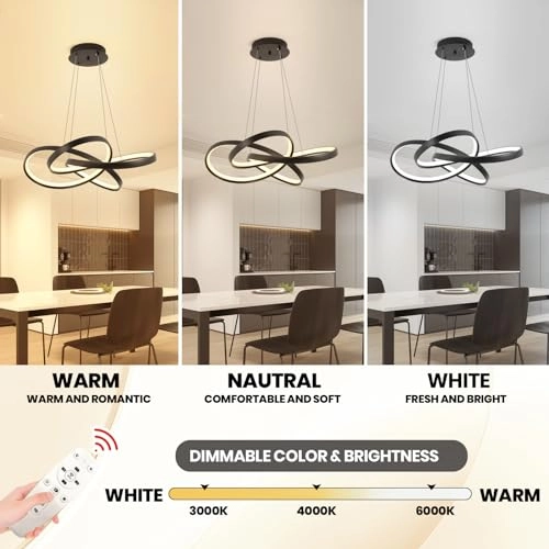 Modern LED Chandelier - Warm Neutral White Dimmable