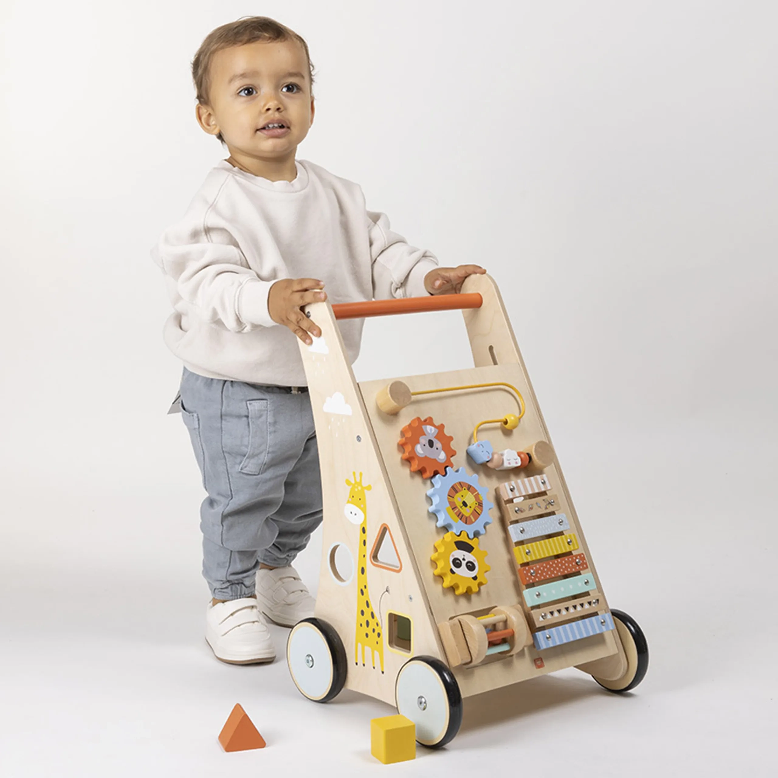 Safari Wooden Baby Activity Walker - 6 activities xylophone