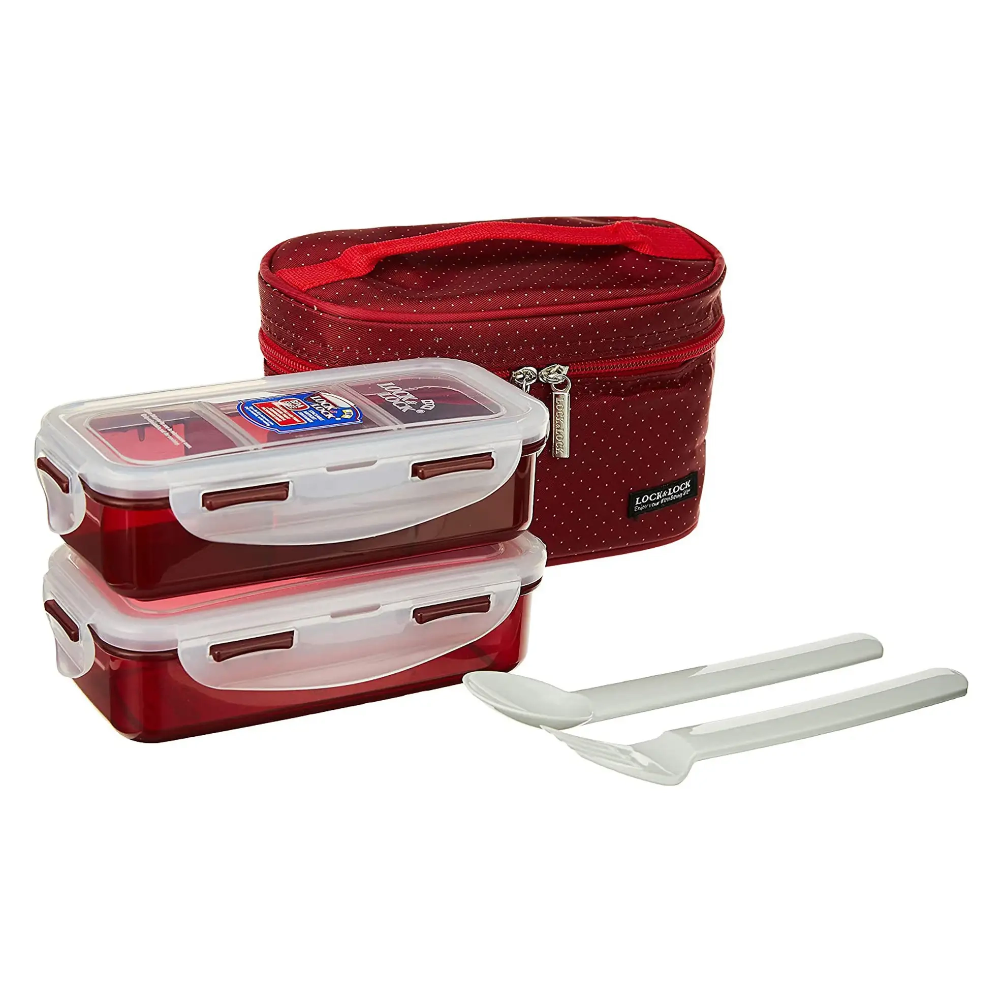 Lock & Lock Lunch Bag Set - Red