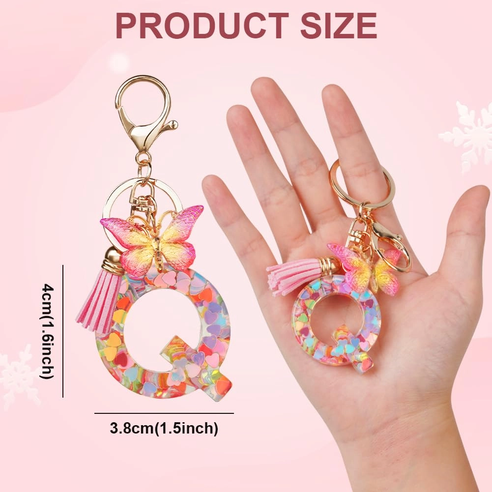 Initial Letter Keychain - Butterfly