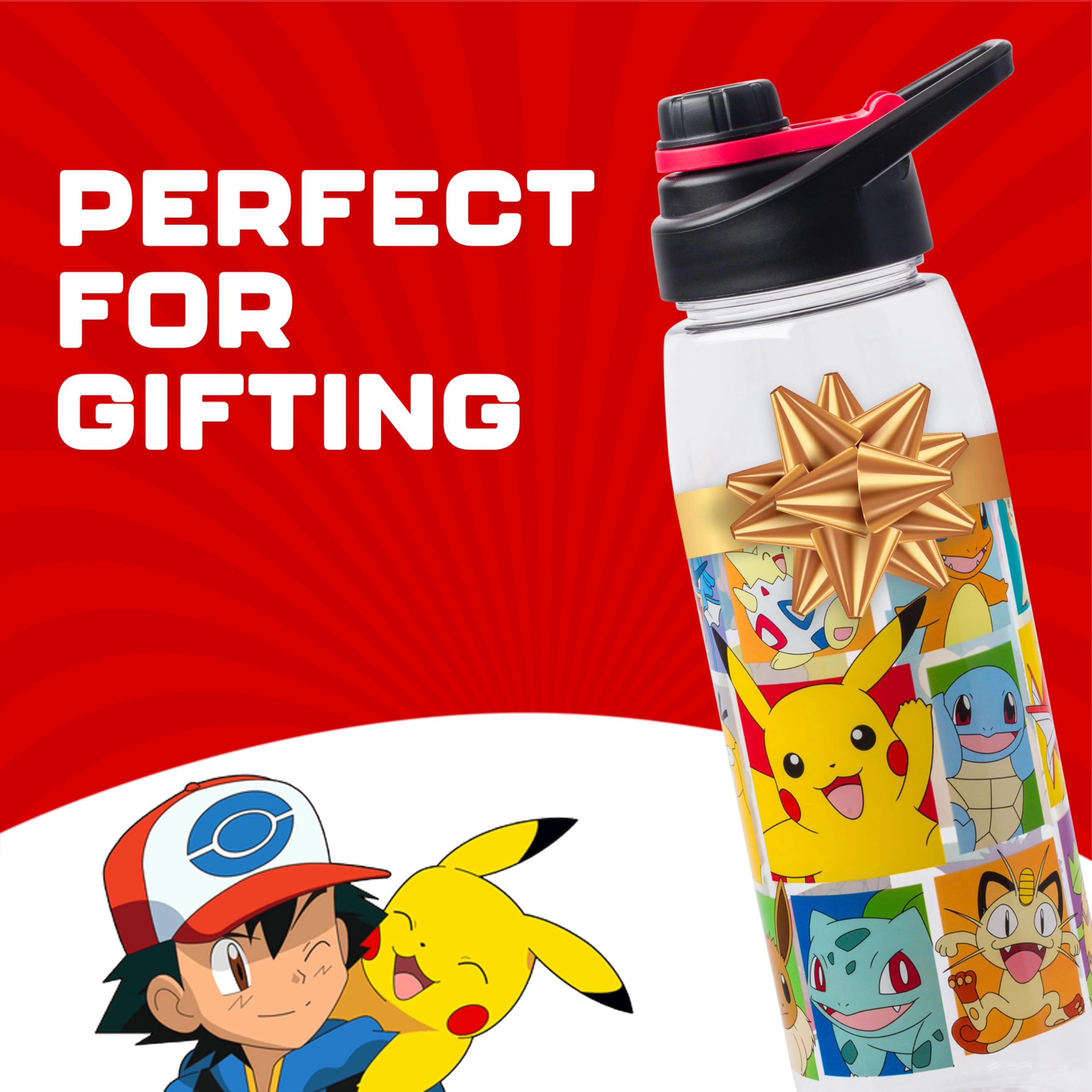 Pokemon Water Bottle - Screw-On Lid