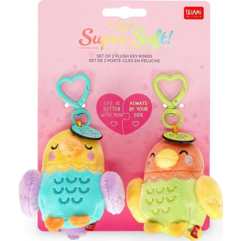 Set Of 2 Plush Key Rings - Secret Hugs "I Love You"