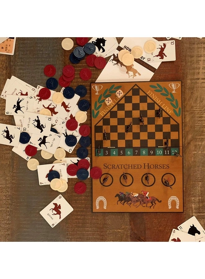 Derby Horse Race - Metal Game Pieces Wooden Keepsake Storage Box