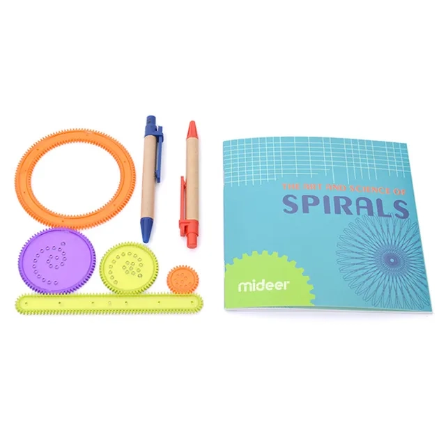 Drawing Spirograph - 2 colour pens 2 spiral templates 3 gears