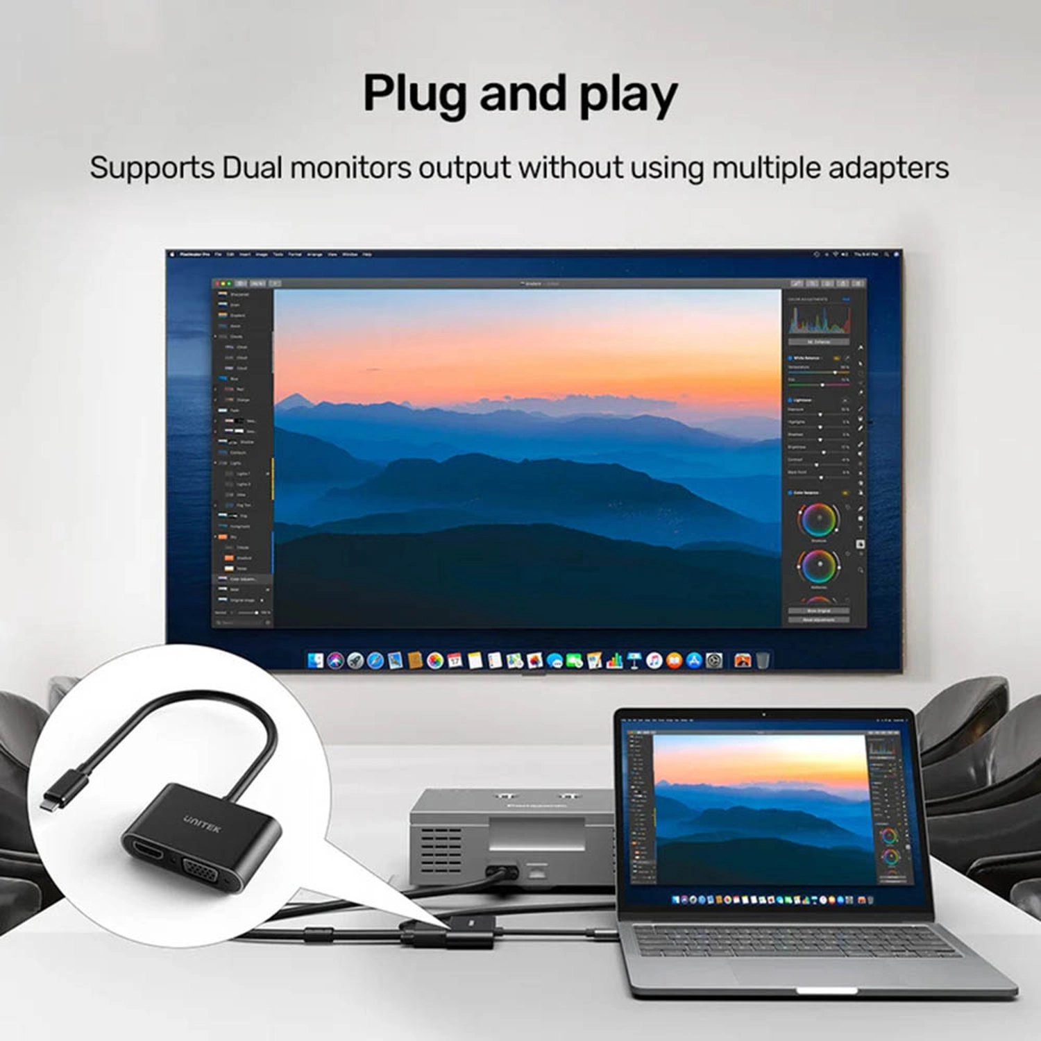 USB-C To HDMI And VGA Adapter - USB-C 4K@30Hz