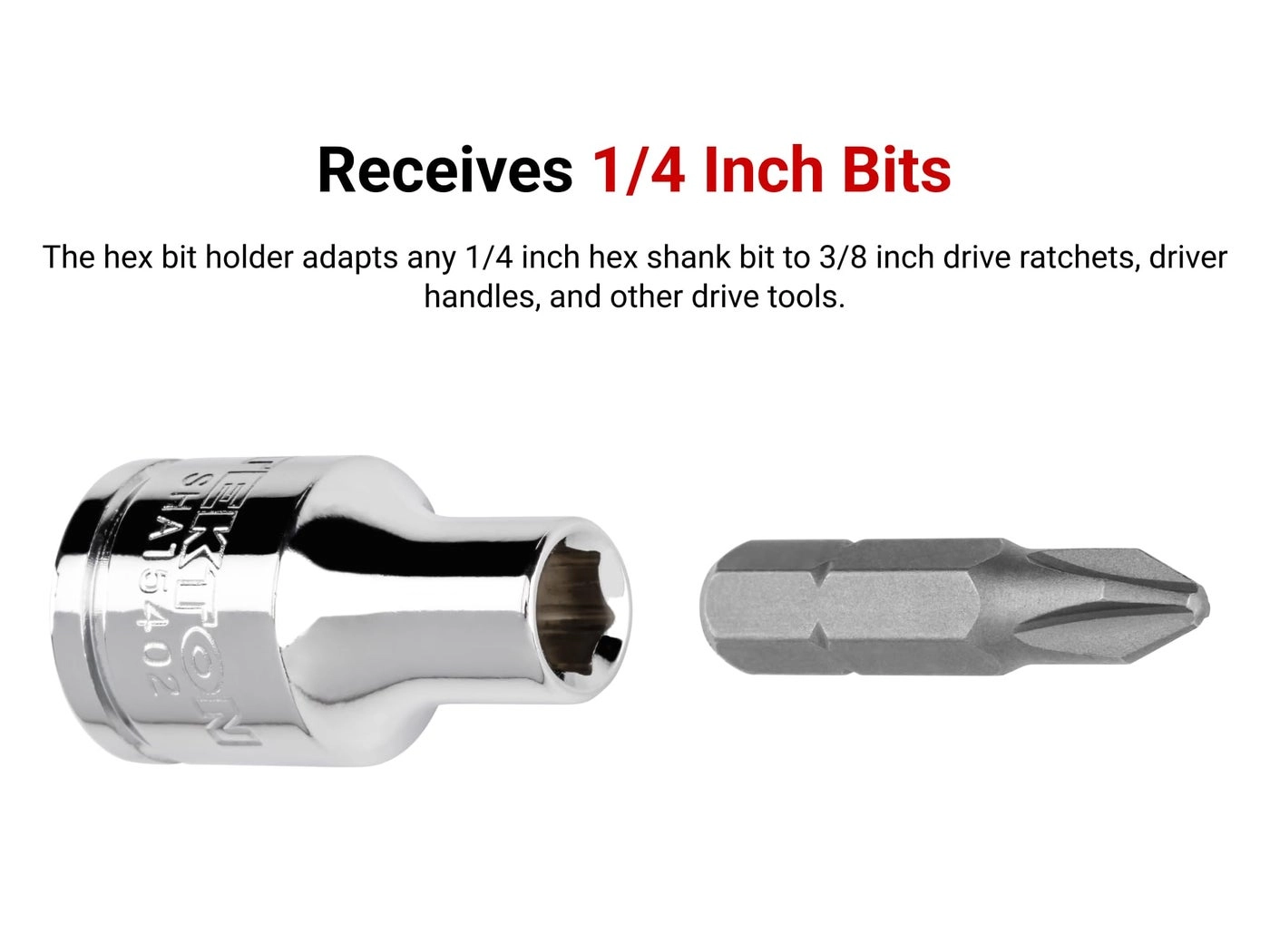 Hex Bit Holder Socket - 3/8 Inch Drive x 1/4 Inch