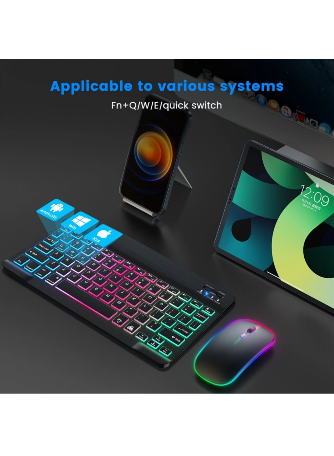 Bluetooth Keyboard and Mouse - AR/EN Wireless