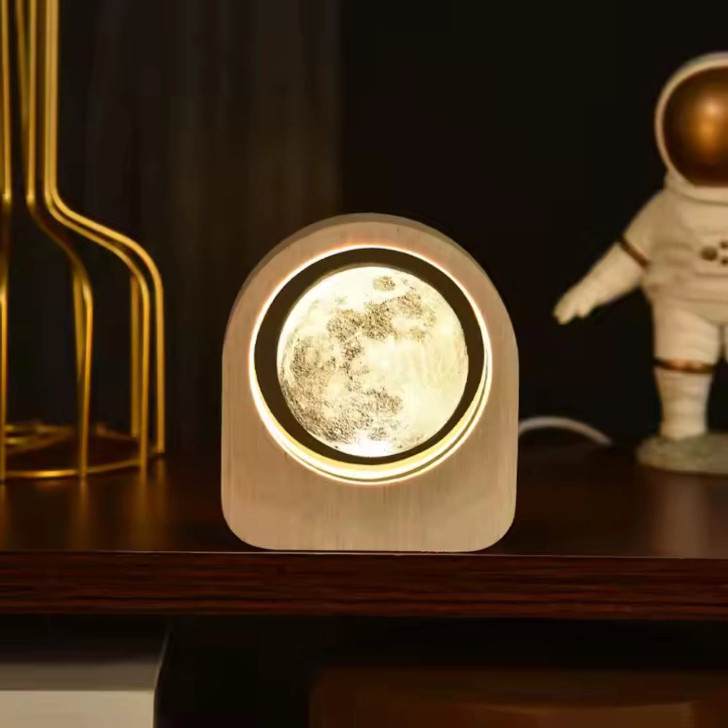 Sales@gmail.com, X4Cart,Indore Standing Moon Ball Crystal Light - Warm White LED USB Powered Wooden Base