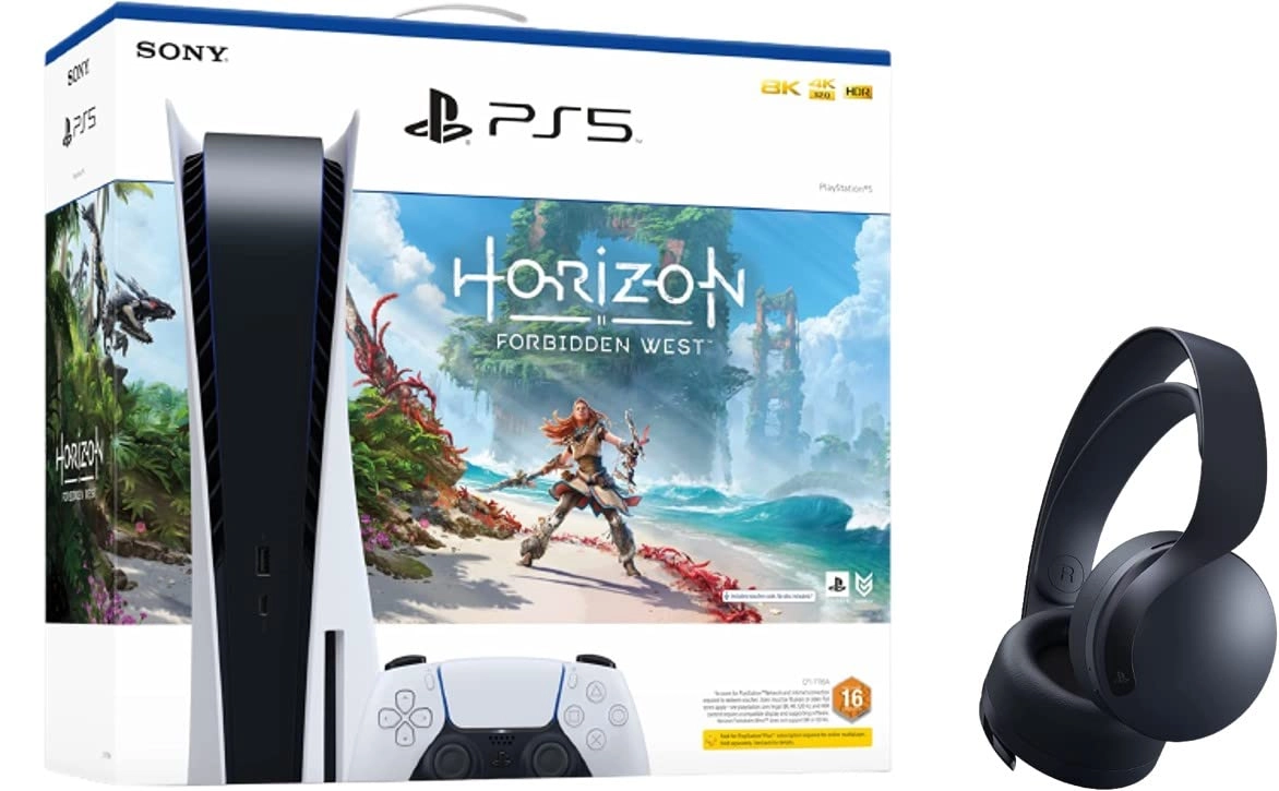 Sony PS5 - Disc Console + Horizon Forbidden West - Voucher + Pulse 3D Headset - Black