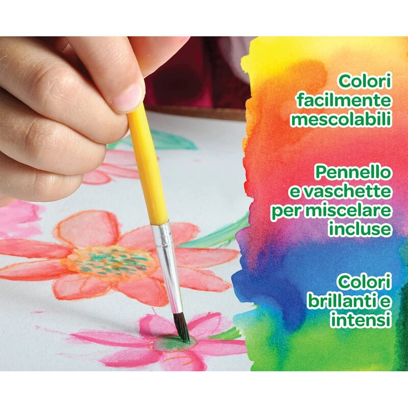 Watercolour Paint Palette - 12 Counts plastic holder thin brush