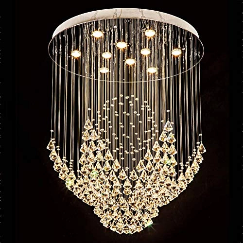 Living Room Round Crystal Chandelier - White Light Warm Light