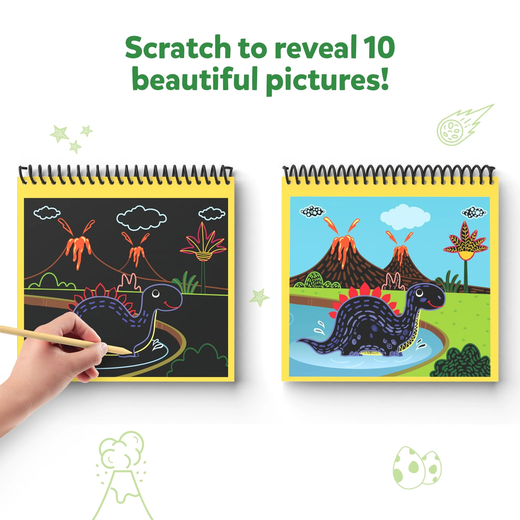 Scratch Art Book - 1 2 Wooden Styluses
