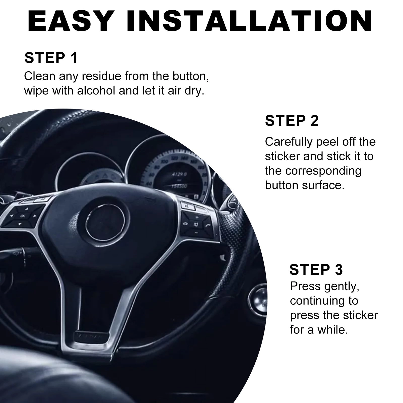 Dashboard Button Stickers - 5pcs Black PVC