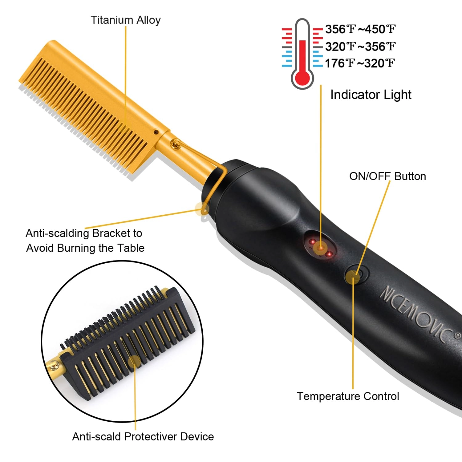 Hair Wax Stick + Electric Hot Comb + Slick Back Hair Brush + Rat Tail Combs + Braid Ponytail Maker + Salon Styling Clips