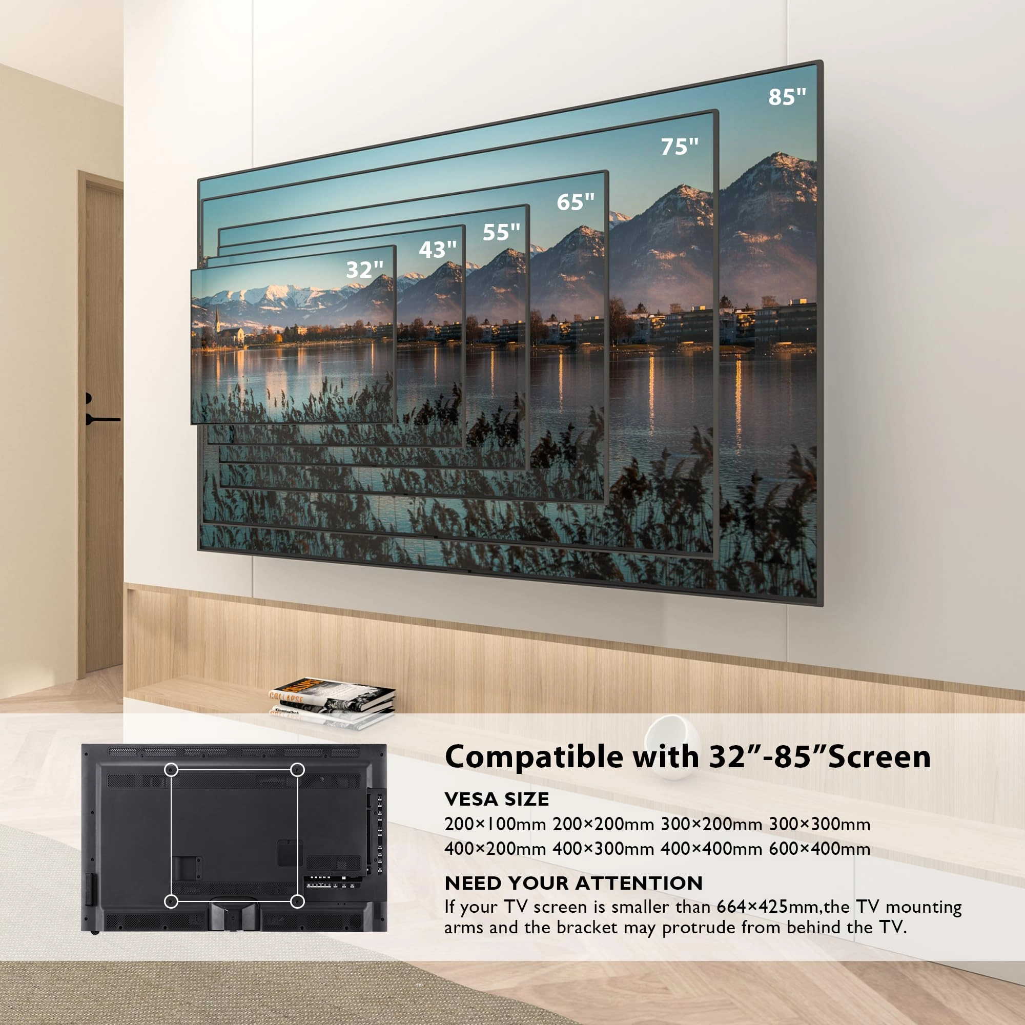 TV Wall Bracket - 60kg 32-85 inch